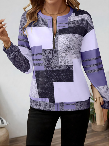 Sandra | Mujer Blusa con Media Cremallera Frontal
