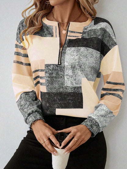 Sandra | Mujer Blusa con Media Cremallera Frontal