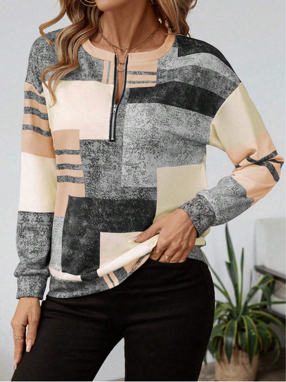 Sandra | Mujer Blusa con Media Cremallera Frontal