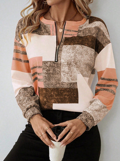 Sandra | Mujer Blusa con Media Cremallera Frontal