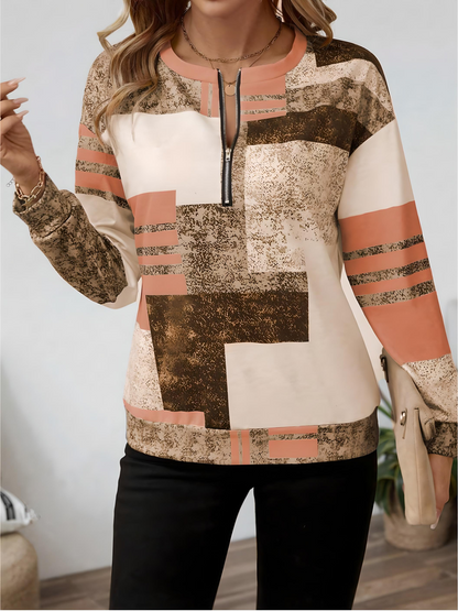 Sandra | Mujer Blusa con Media Cremallera Frontal