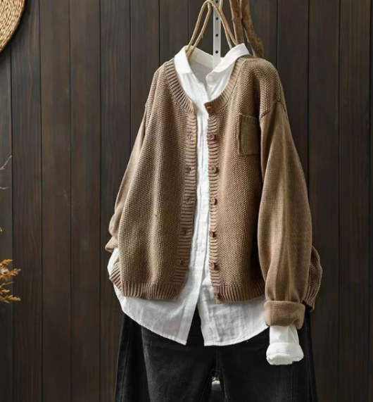 Jana | Mujer Cárdigan Oversize de Punto con Bolsillos