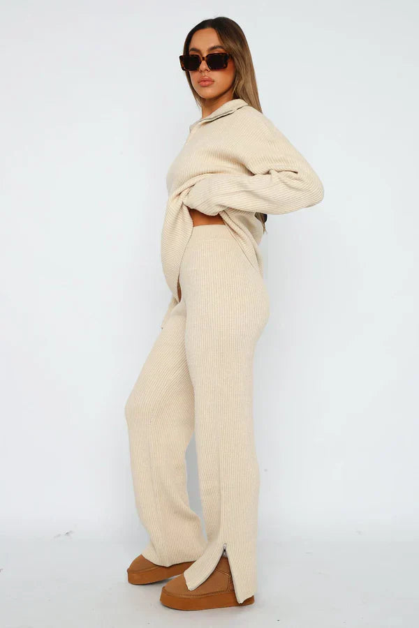 Fauve | Mujer Conjunto de Canalé con Suéter Oversize y Pantalón Ancho