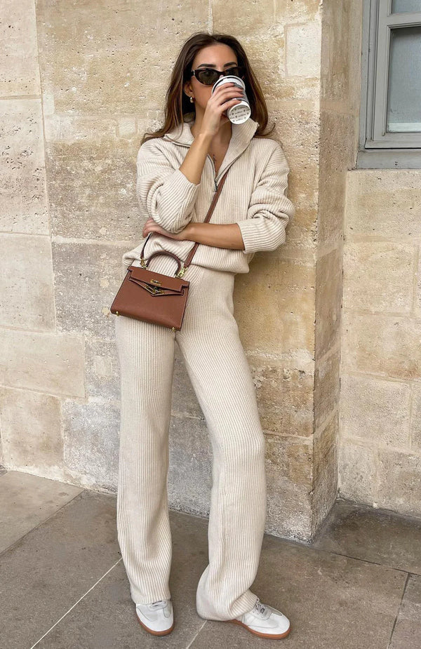 Fauve | Mujer Conjunto de Canalé con Suéter Oversize y Pantalón Ancho