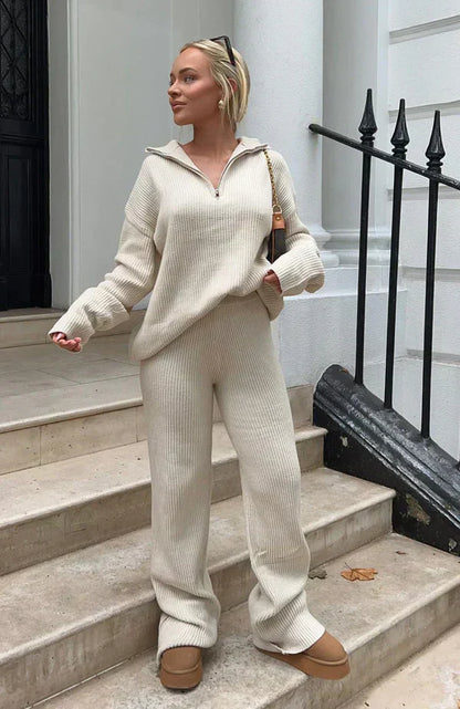 Fauve | Mujer Conjunto de Canalé con Suéter Oversize y Pantalón Ancho