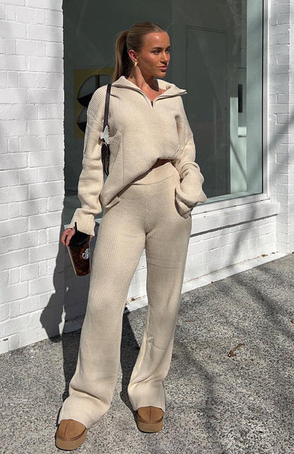 Fauve | Mujer Conjunto de Canalé con Suéter Oversize y Pantalón Ancho