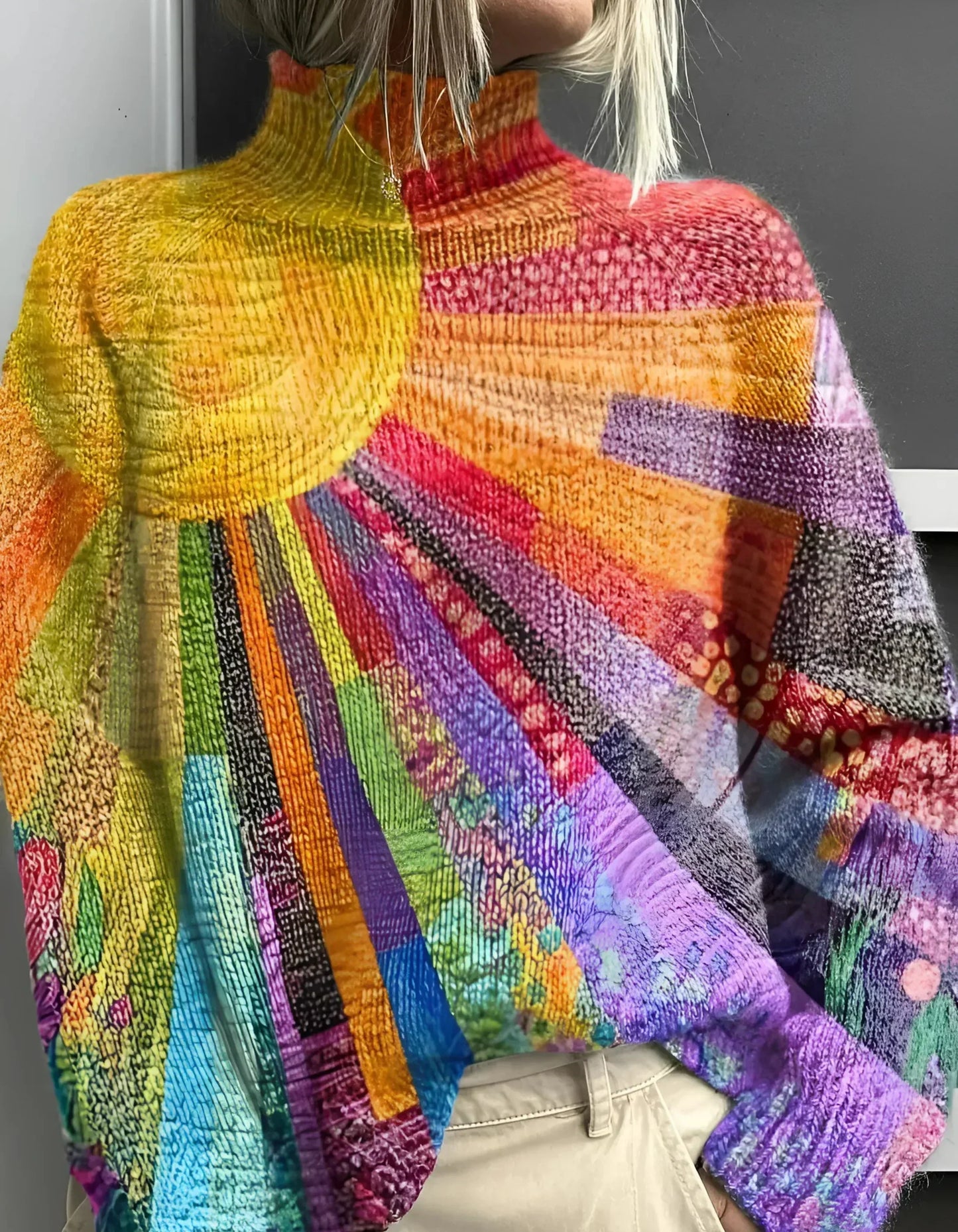 Lilibeth | Mujer Suéter de Punto Colorido Vibrante