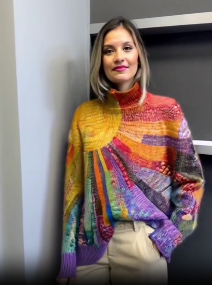 Lilibeth | Mujer Suéter de Punto Colorido Vibrante