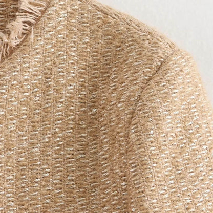 Ciska | Mujer Chaqueta de Tweed con Botones Dorados