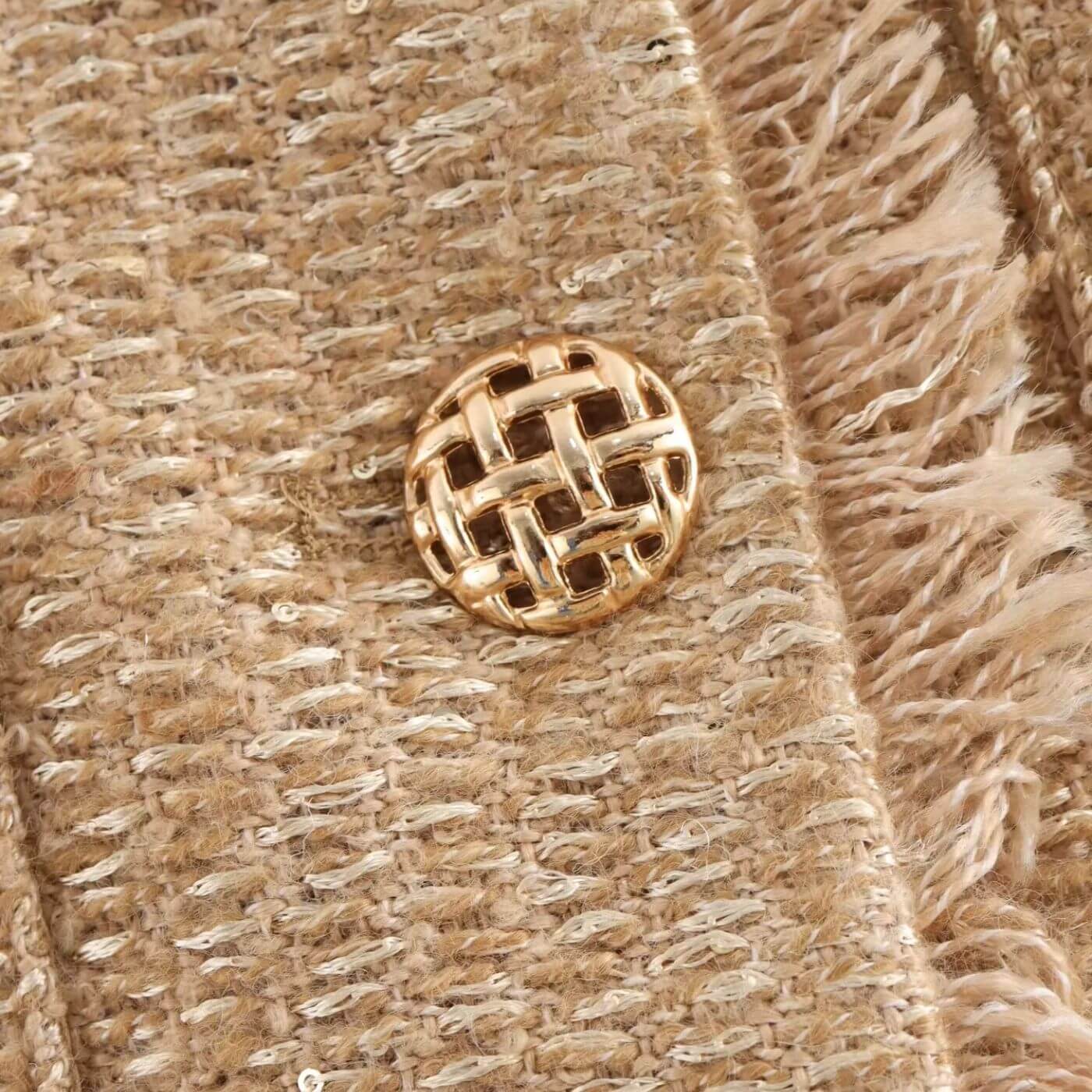 Ciska | Mujer Chaqueta de Tweed con Botones Dorados