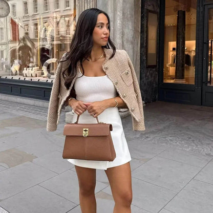 Ciska | Mujer Chaqueta de Tweed con Botones Dorados