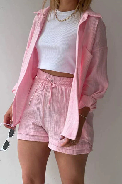 Jacolien | Mujer Conjunto de Verano con Blusa Oversize y Pantalón Corto