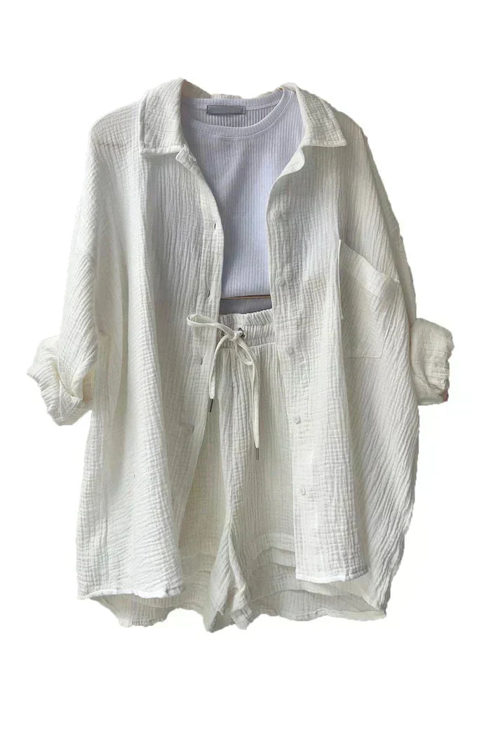 Jacolien | Mujer Conjunto de Verano con Blusa Oversize y Pantalón Corto