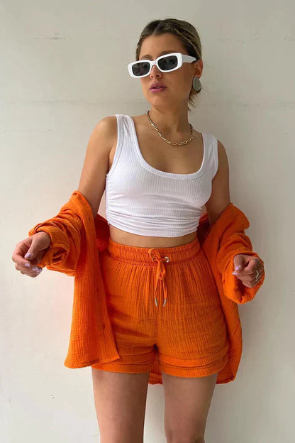 Jacolien | Mujer Conjunto de Verano con Blusa Oversize y Pantalón Corto