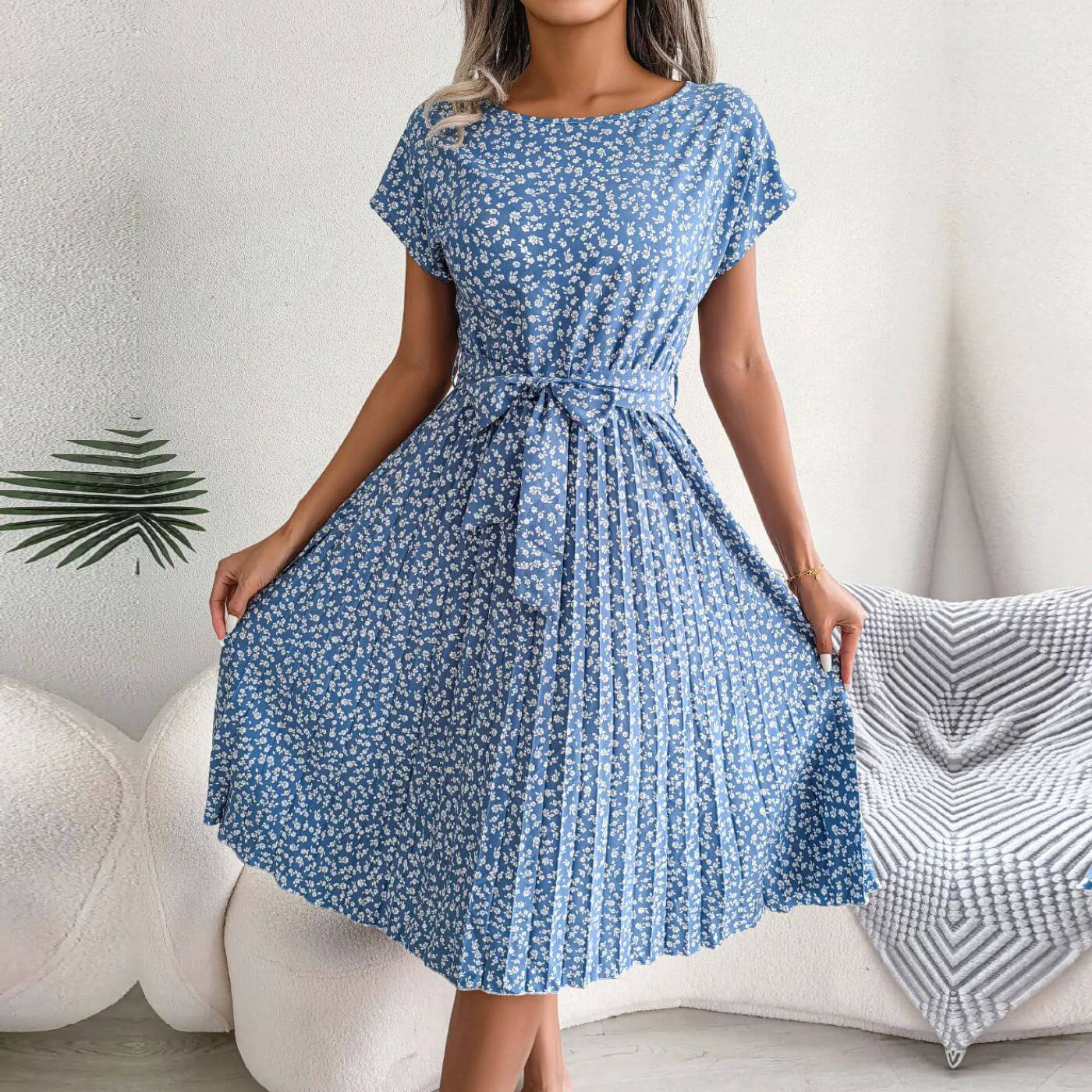 Jerney | Mujer Vestido de Verano de Cintura Alta con Estampado