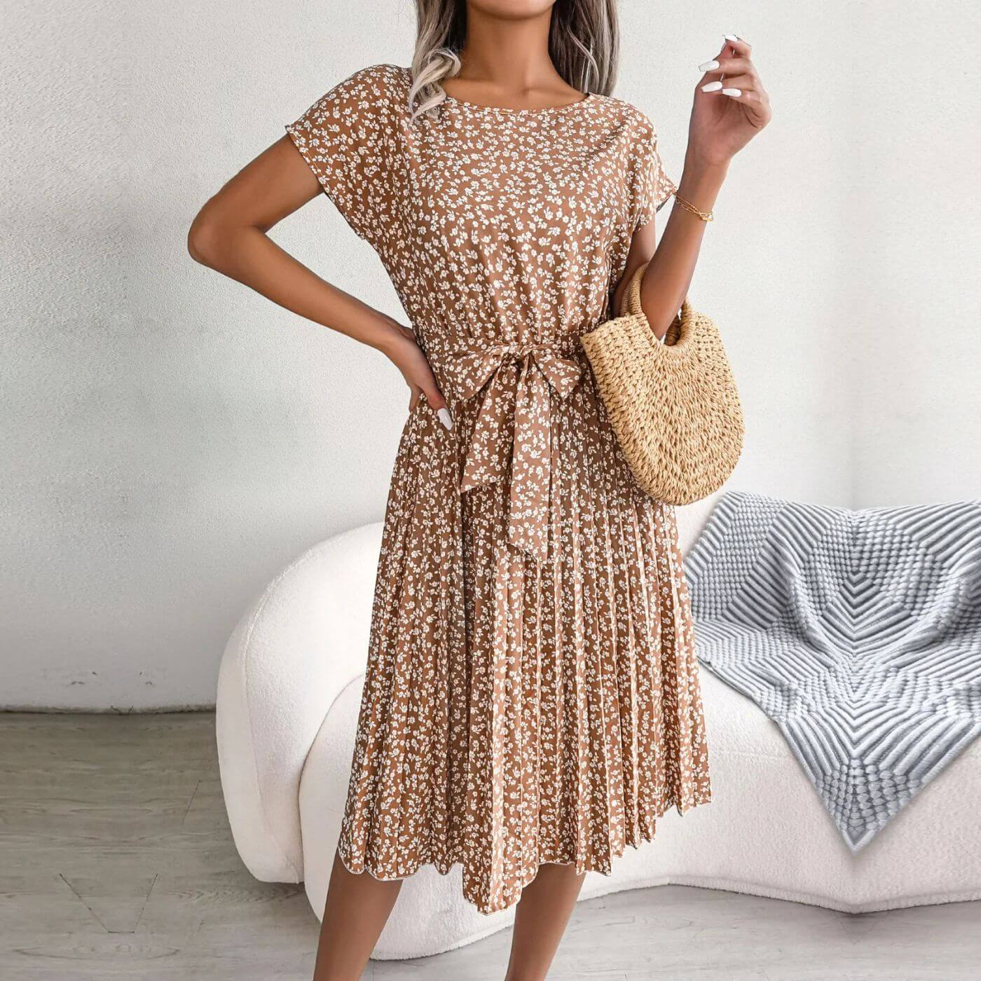 Jerney | Mujer Vestido de Verano de Cintura Alta con Estampado