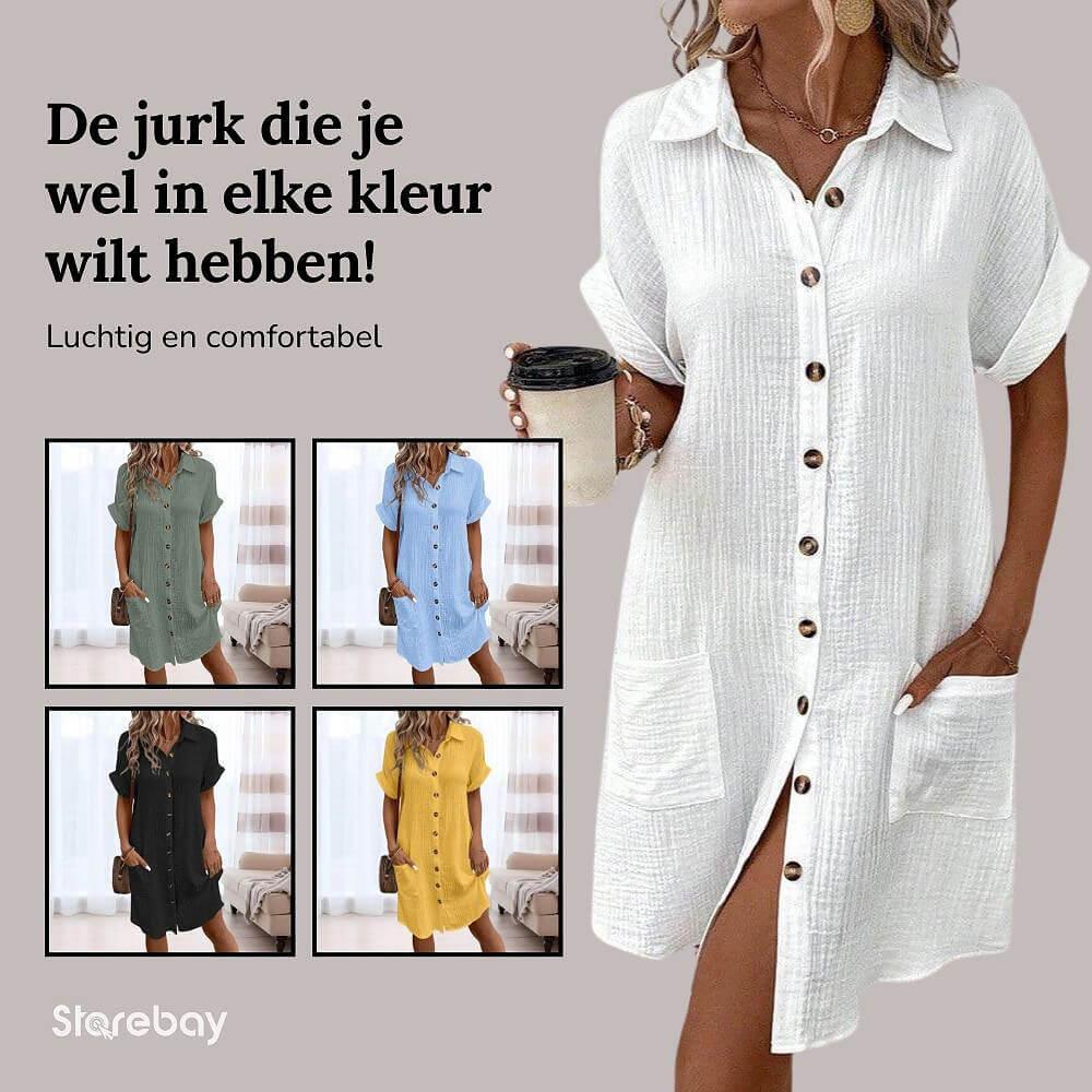 Dieke | Mujer Vestido de Verano Amplio con Bolsillos