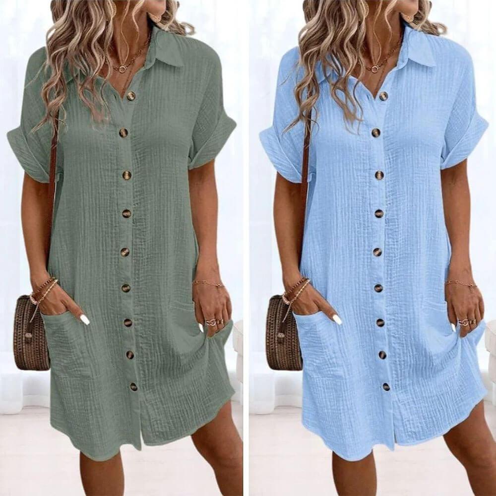 Dieke | Mujer Vestido de Verano Amplio con Bolsillos