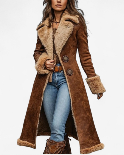 Madeline | Mujer Chaqueta de Ante con Borde de Borrego