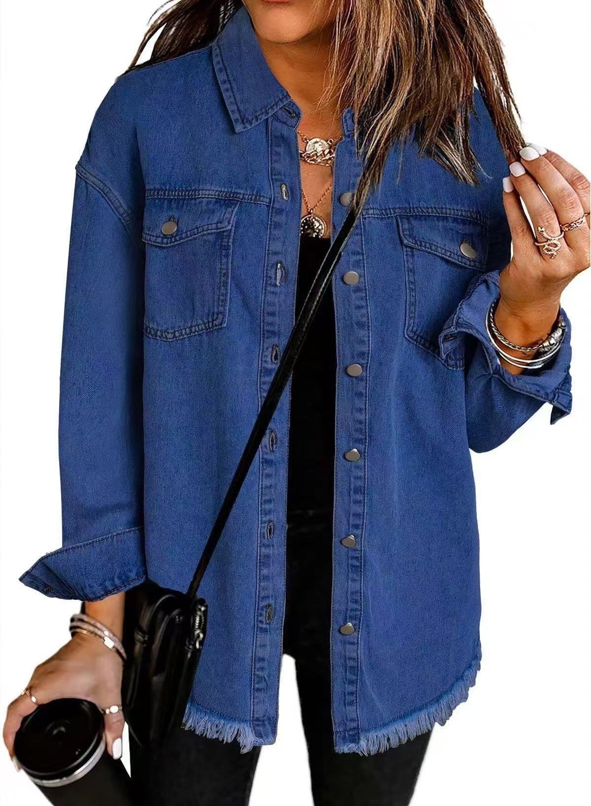 Rosalia | Mujer Sobrecamisa de Denim con Bolsillos