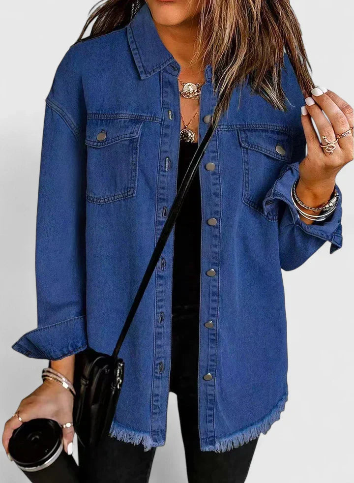 Bea | Mujer Sobrecamisa de Denim con Cuello de Camisa