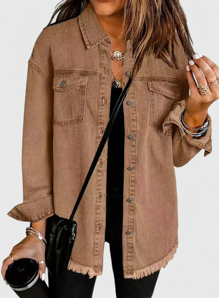Bea | Mujer Sobrecamisa de Denim con Cuello de Camisa
