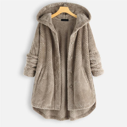 Riley | Mujer Chaqueta Larga Texturizada con Capucha y Botones