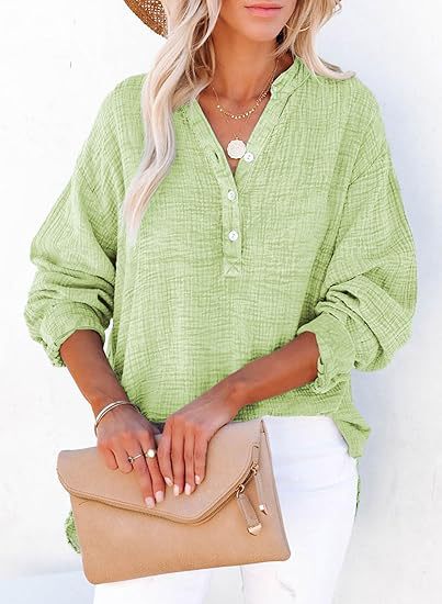 Odette | Mujer Blusa Amplia con Botones y Mangas Largas