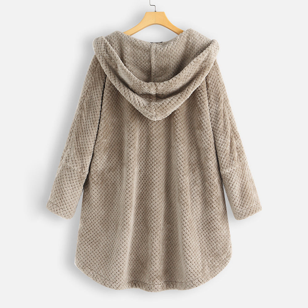 Riley | Mujer Chaqueta Larga Texturizada con Capucha y Botones