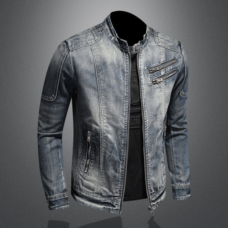 Gustaaf | Hombre Chaqueta Vaquera de Denim con Cuello Alto