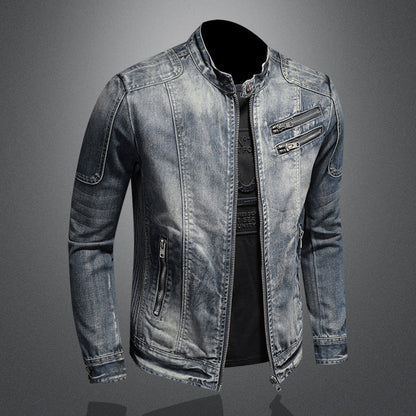 Gustaaf | Hombre Chaqueta Vaquera de Denim con Cuello Alto