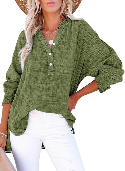 Odette | Mujer Blusa Amplia con Botones y Mangas Largas