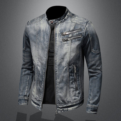 Gustaaf | Hombre Chaqueta Vaquera de Denim con Cuello Alto