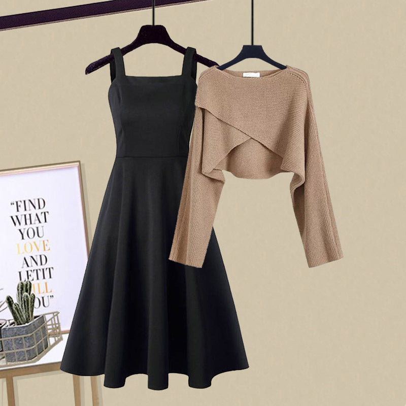 Alice | Mujer Conjunto de Vestido Corte en A y Suéter Corto