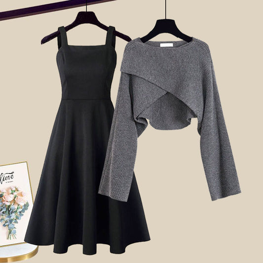 Alice | Mujer Conjunto de Vestido Corte en A y Suéter Corto