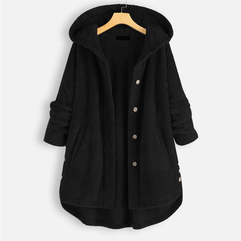 Riley | Mujer Chaqueta Larga Texturizada con Capucha y Botones