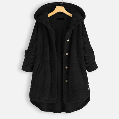 Riley | Mujer Chaqueta Larga Texturizada con Capucha y Botones