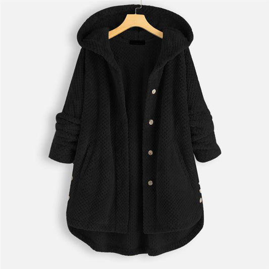 Riley | Mujer Chaqueta Larga Texturizada con Capucha y Botones