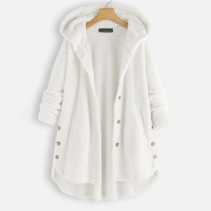 Riley | Mujer Chaqueta Larga Texturizada con Capucha y Botones