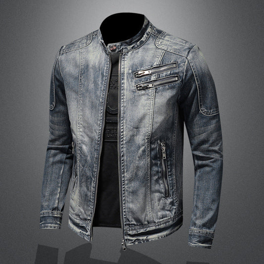 Gustaaf | Hombre Chaqueta Vaquera de Denim con Cuello Alto