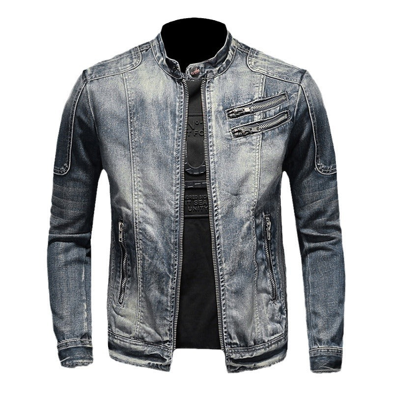 Gustaaf | Hombre Chaqueta Vaquera de Denim con Cuello Alto