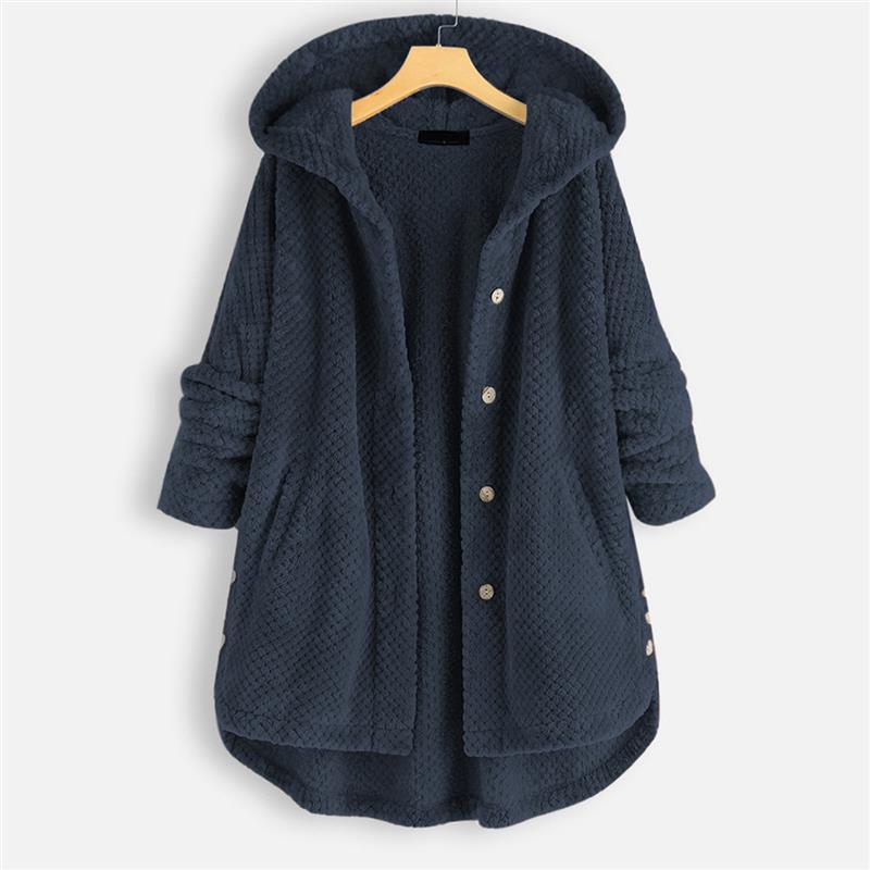 Riley | Mujer Chaqueta Larga Texturizada con Capucha y Botones
