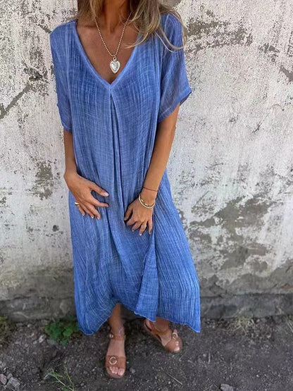 Aafje | Mujer Vestido Midi Fluido con Escote en V