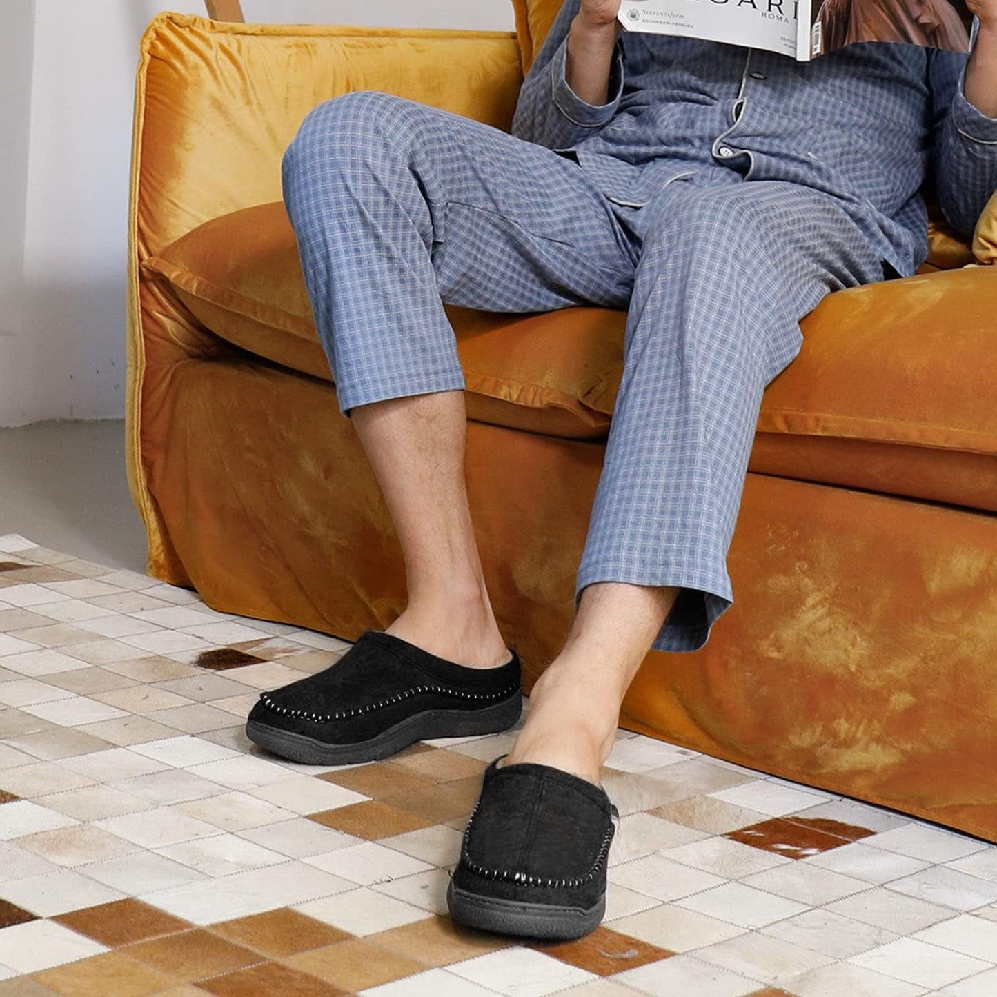 Jansen | Hombre Pantuflas Forradas con Suela Antideslizante