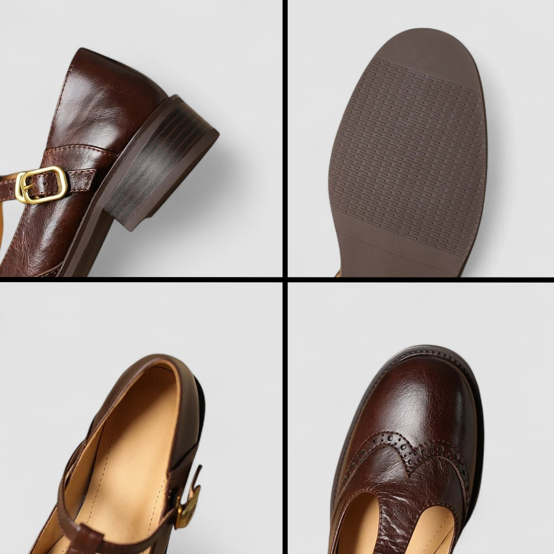 Nicole | Mujer Zapatos con Tira en T y Detalles de Brogue