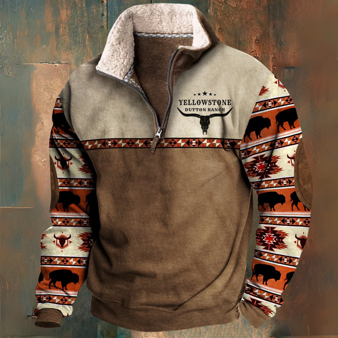 Dakota Geest | Hombre Sudadera Polar con Media Cremallera y Cuello Sherpa