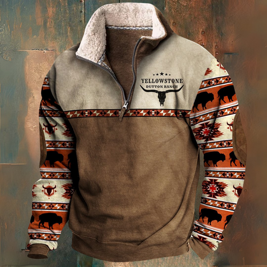 Dakota Geest | Hombre Sudadera Polar con Media Cremallera y Cuello Sherpa