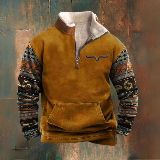Dakota | Hombre Sudadera de Felpa con Media Cremallera y Cuello Sherpa
