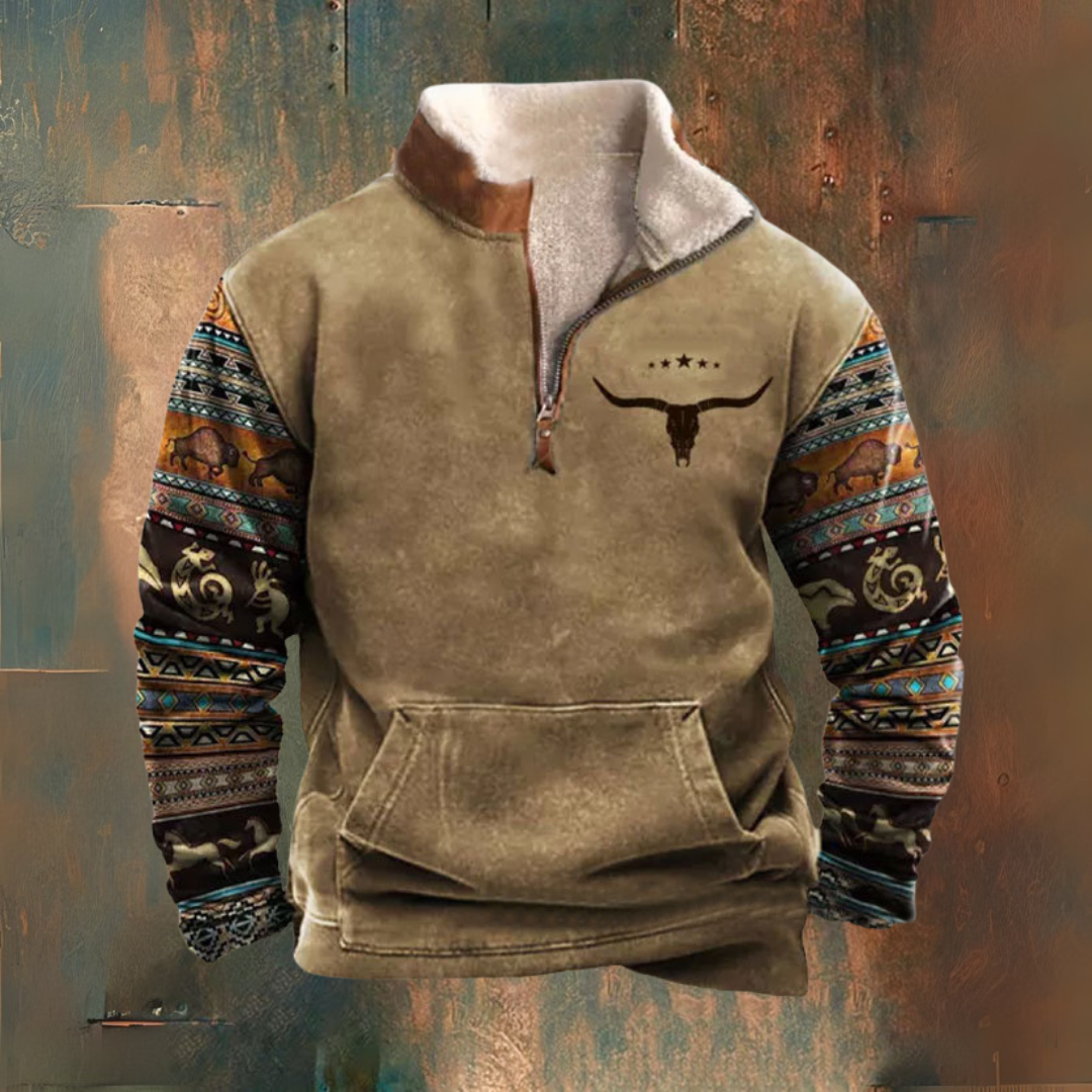 Kustbries | Hombre Chaqueta Polar con Media Cremallera y Cuello Sherpa