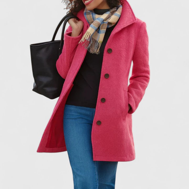 Aurora | Mujer Peacoat de Lana Entallado con Botones en Contraste